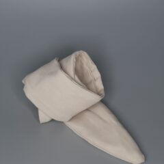 A light cream bandana with aluminum wire. The bandana is rolled up.